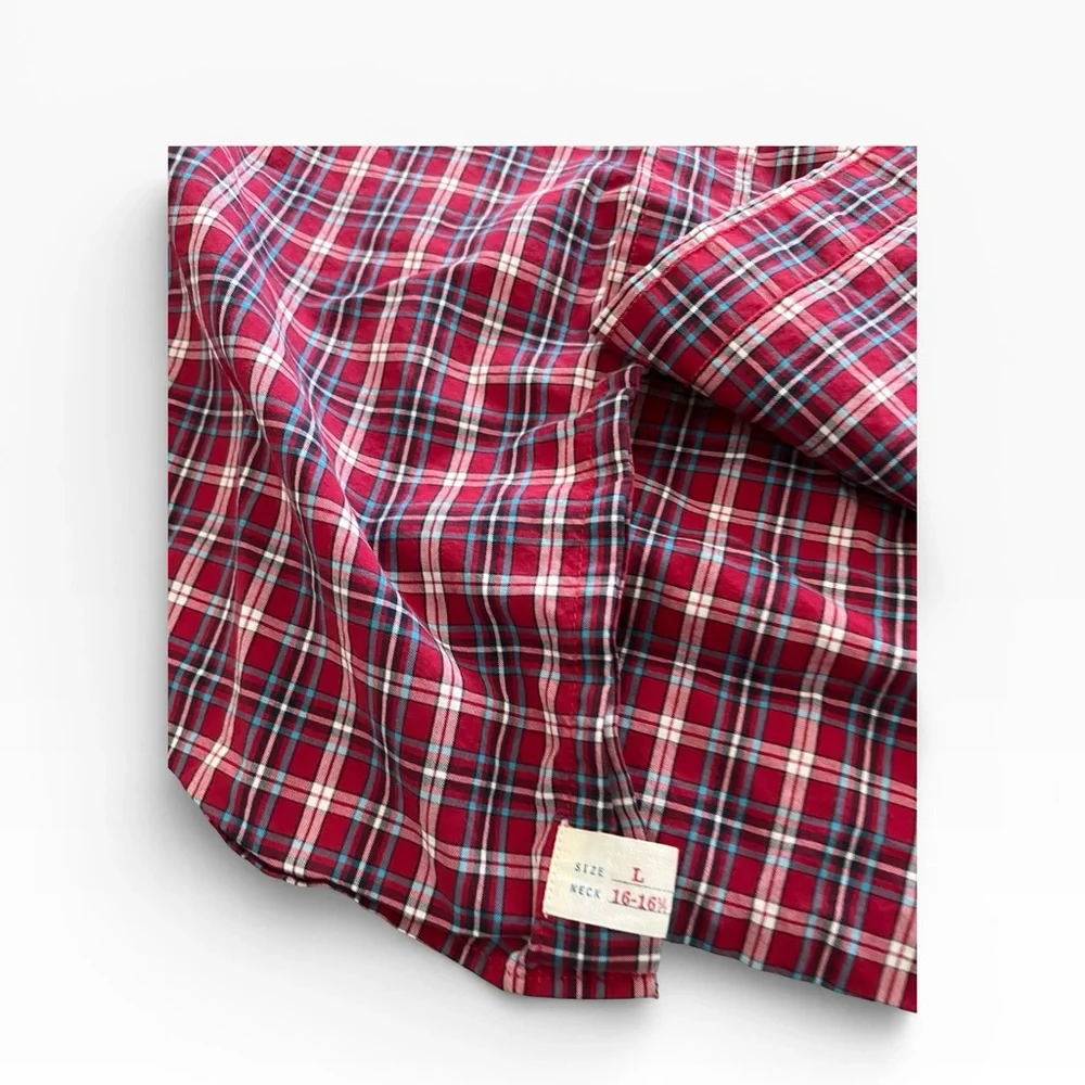 J. Crew Heritage‎ Men’s Plaid Button-Up Shirt Size Large Red Blue White